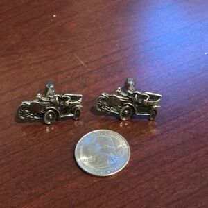 Vintage silver antique car automobile Cufflinks